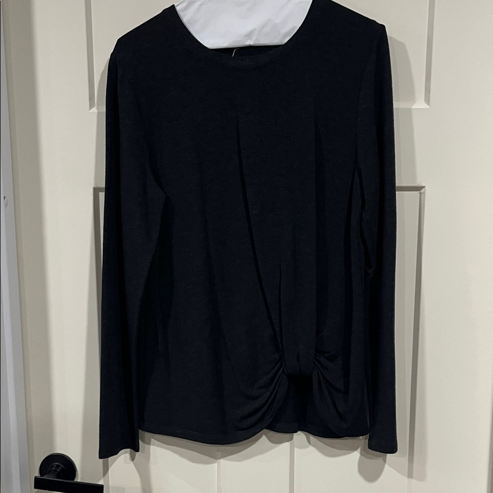 Cable & Gauge Elegant Charcoal Grey Long Sleeve Top